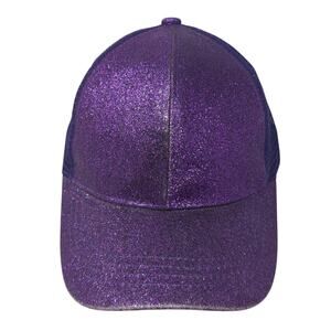 C.C Exclusives Strapback Trucker Hat Purple One Size Mesh Back Ponytail